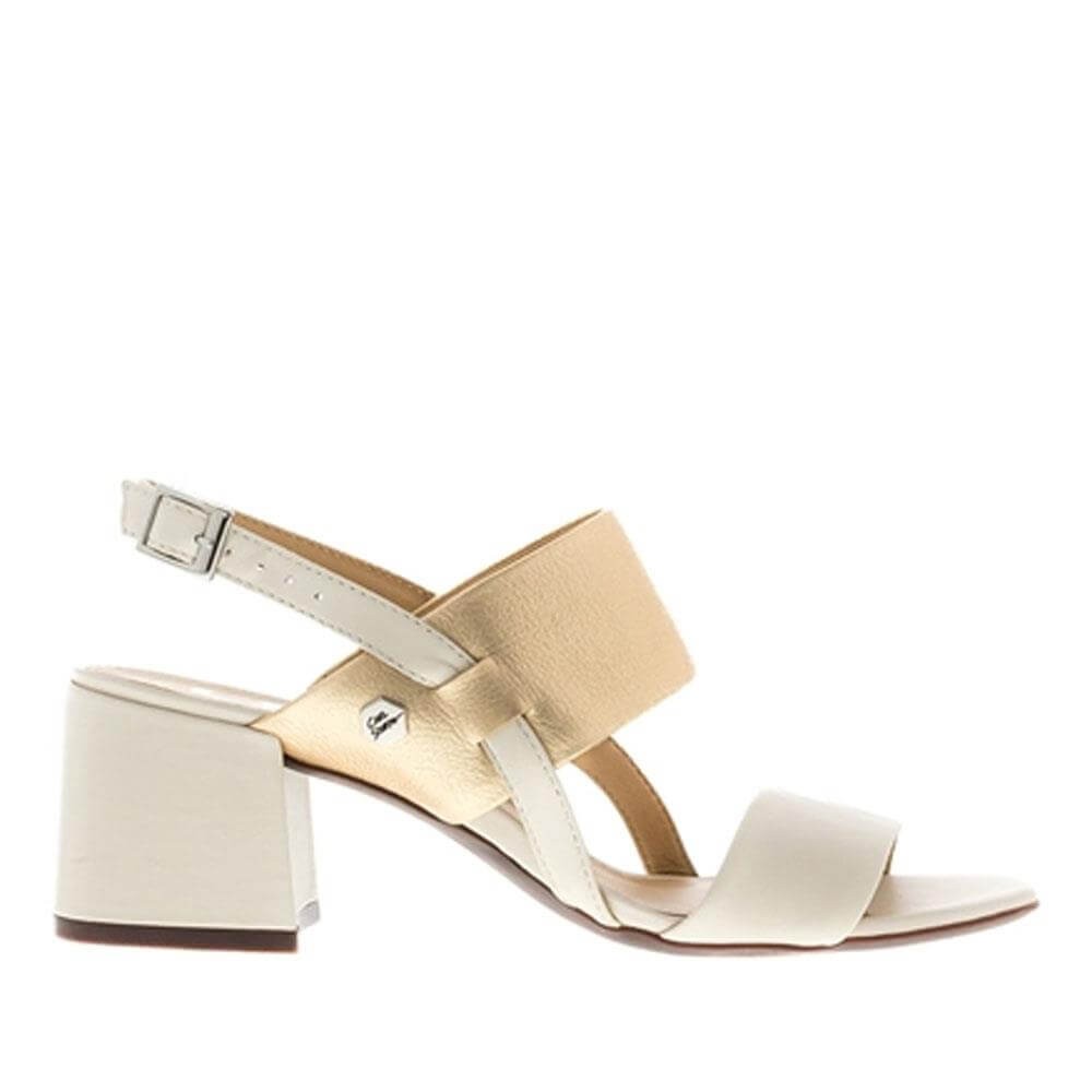 Carl Scarpa Sciacca White Leather Block Heel Sandals